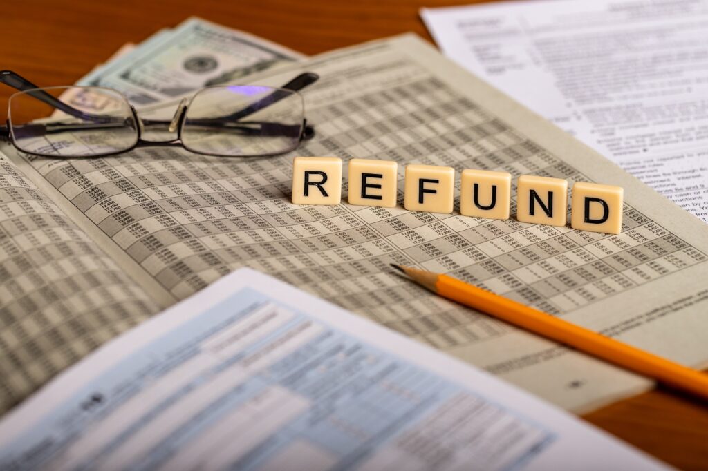 Tax refund on top of tax forms