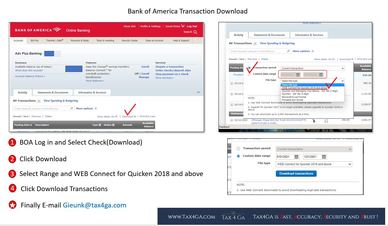 Bank of America Transaction Download