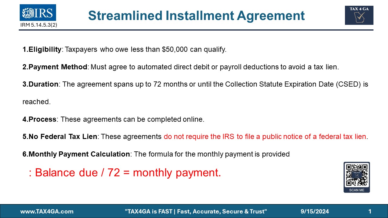 Streamlined Installment Agreement